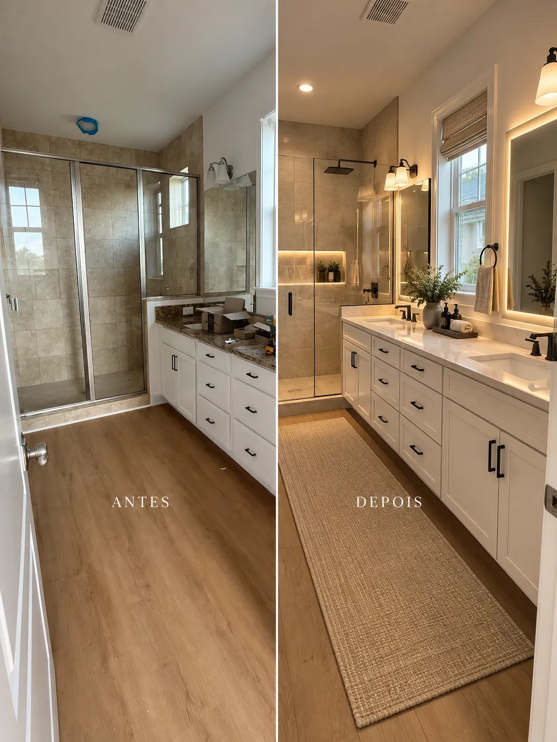 Bathroom vanity before and after refresh